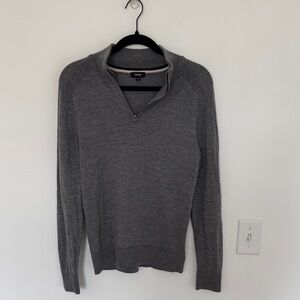 Express Men's 100% Merino Wool Charcoal Quarter Zip Sweater - Size S